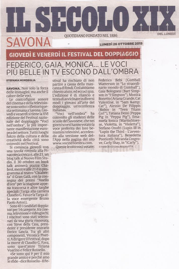 Il Secolo XIX | lunedì 26 ottobre